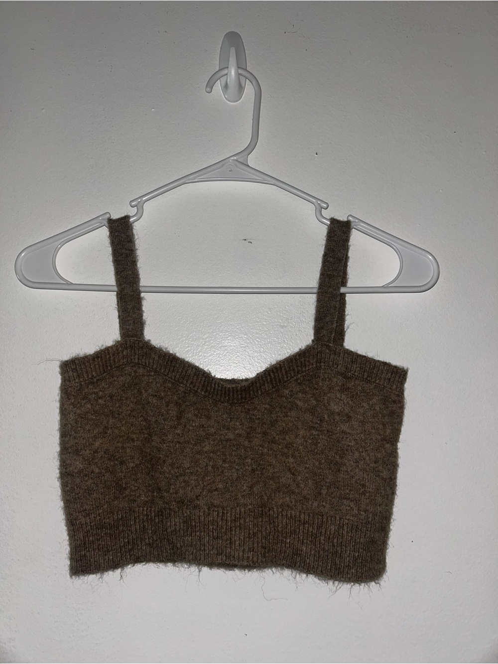 Brown Fuzzy Zara Knit Crop Top